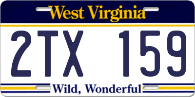 WV license plate 2TX159