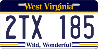 WV license plate 2TX185