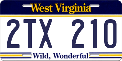 WV license plate 2TX210