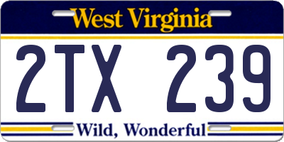 WV license plate 2TX239