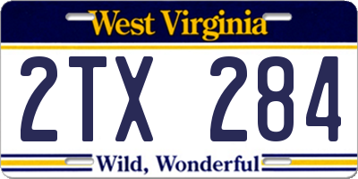 WV license plate 2TX284