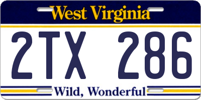 WV license plate 2TX286