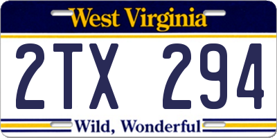 WV license plate 2TX294
