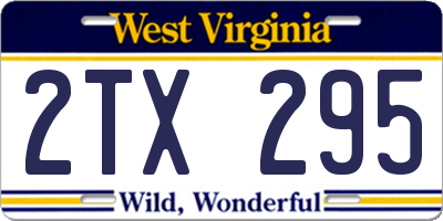 WV license plate 2TX295