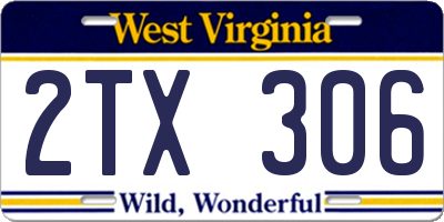 WV license plate 2TX306
