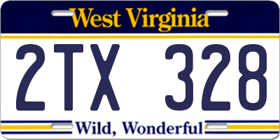 WV license plate 2TX328