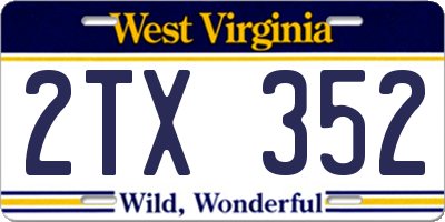 WV license plate 2TX352