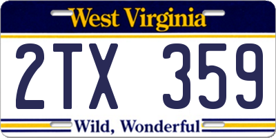 WV license plate 2TX359