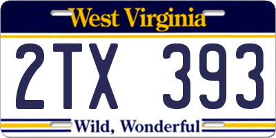 WV license plate 2TX393