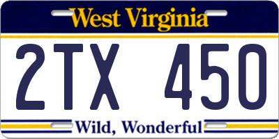 WV license plate 2TX450