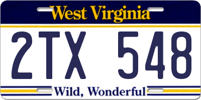 WV license plate 2TX548