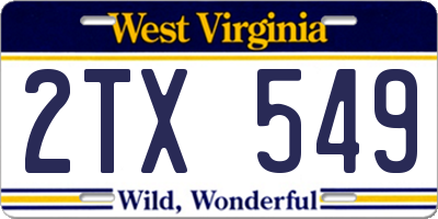 WV license plate 2TX549