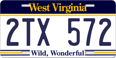 WV license plate 2TX572