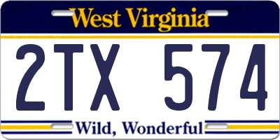 WV license plate 2TX574