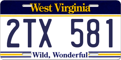 WV license plate 2TX581