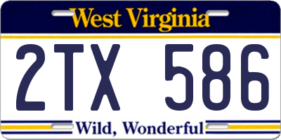 WV license plate 2TX586