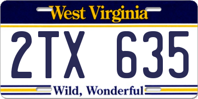 WV license plate 2TX635