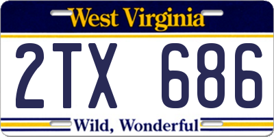 WV license plate 2TX686
