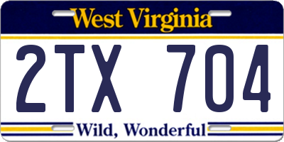 WV license plate 2TX704
