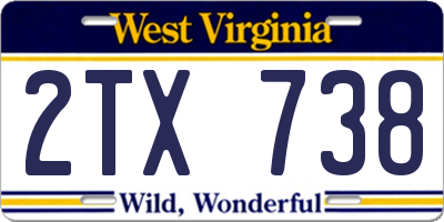 WV license plate 2TX738