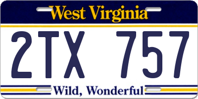 WV license plate 2TX757