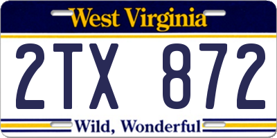 WV license plate 2TX872