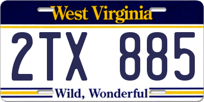 WV license plate 2TX885