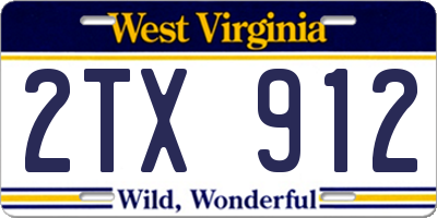 WV license plate 2TX912