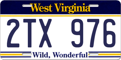 WV license plate 2TX976