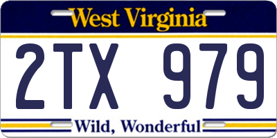 WV license plate 2TX979