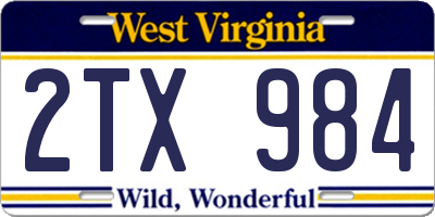 WV license plate 2TX984