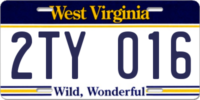 WV license plate 2TY016