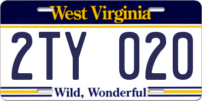 WV license plate 2TY020