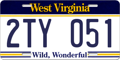 WV license plate 2TY051
