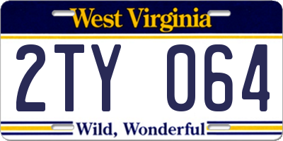 WV license plate 2TY064