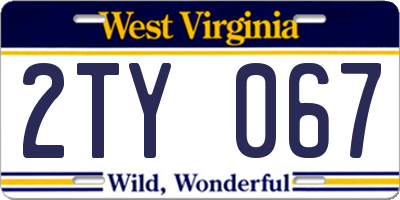 WV license plate 2TY067