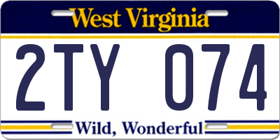 WV license plate 2TY074