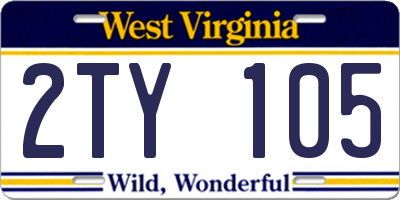 WV license plate 2TY105