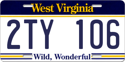 WV license plate 2TY106