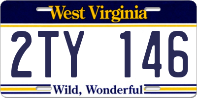 WV license plate 2TY146