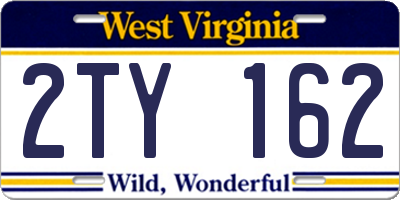 WV license plate 2TY162
