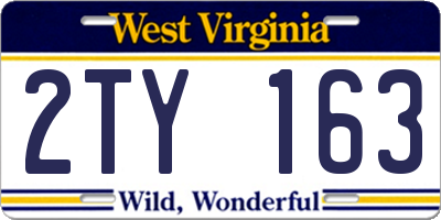 WV license plate 2TY163