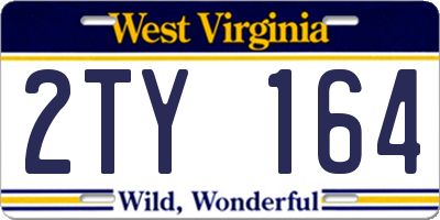 WV license plate 2TY164