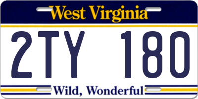 WV license plate 2TY180