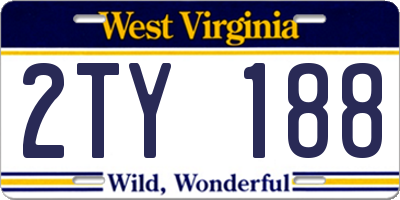 WV license plate 2TY188