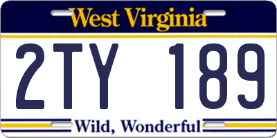 WV license plate 2TY189