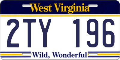 WV license plate 2TY196