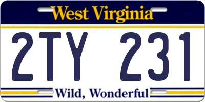 WV license plate 2TY231