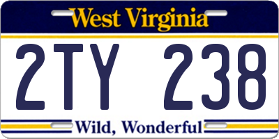 WV license plate 2TY238