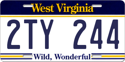 WV license plate 2TY244